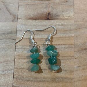 Green Jade Stone Dangle Earrings